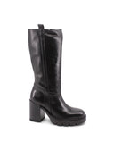 Stivale in pelle con tacco e plateau