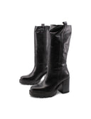 Stivale in pelle con tacco e plateau