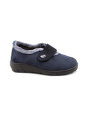Pantofola in tessuto con velcro donna