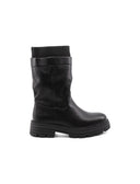 Stivale biker donna con inserto tessuto