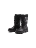 Stivale biker donna con inserto tessuto