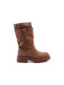 Stivale biker donna con inserto tessuto