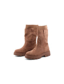 Stivale biker donna con inserto tessuto