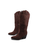 Texano scamosciato con ricami da donna