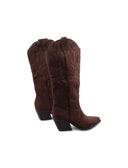 Texano scamosciato con ricami da donna