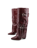 Stivale risvoltato con borchie da donna