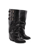 Stivale texano con risvolto e fibbie