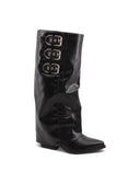 Stivale texano con risvolto e fibbie