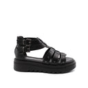 Sandalo cage in pelle con borchie donna