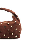 Tea borsa scamosciata con borchie oro