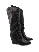 Stivale texano nero con risvolto donna