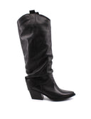 Stivale texano nero con risvolto donna