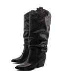 Stivale texano nero con risvolto donna