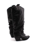 Stivale texano nero con risvolto donna