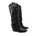 Stivale texano nero con risvolto donna
