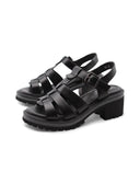 Sandalo cage in pelle con tacco donna