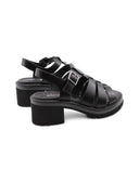 Sandalo cage in pelle con tacco donna