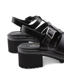 Sandalo cage in pelle con tacco donna
