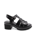 Sandalo cage in pelle con tacco donna