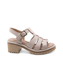Sandalo cage in pelle con tacco donna