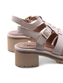 Sandalo cage in pelle con tacco donna