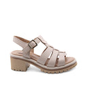 Sandalo cage in pelle con tacco donna