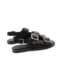 Sandalo nero in vera pelle da donna