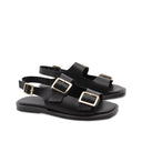 Sandalo nero in vera pelle da donna