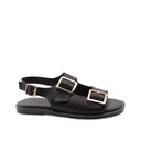 Sandalo nero in vera pelle da donna