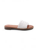 Ciabatta in pelle intrecciata da donna