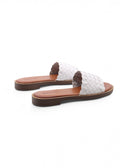 Ciabatta in pelle intrecciata da donna