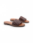 Ciabatta in pelle intrecciata da donna