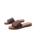 Ciabatta in pelle intrecciata da donna