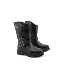 Stivale biker nero con borchie da donna