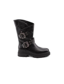 Stivale biker nero con borchie da donna