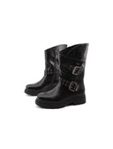 Stivale biker nero con borchie da donna