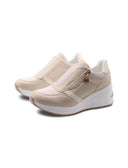 Sneaker zeppa gioiello con zip da donna