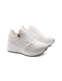 Sneaker zeppa gioiello con zip da donna