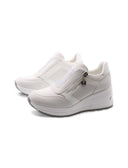 Sneaker zeppa gioiello con zip da donna