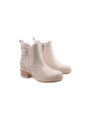 Ankle boot beige con zip da donna