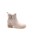 Ankle boot beige con zip da donna