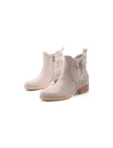 Ankle boot beige con zip da donna