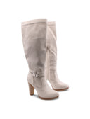 Stivale traforato con tacco e plateau