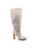 Stivale traforato con tacco e plateau