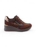 Sneaker zeppa con strass da donna