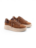 Sneaker zeppa con lacci strass donna