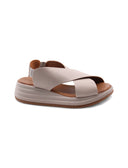 Sandalo zeppa in pelle morbida da donna