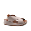 Sandalo zeppa in pelle morbida da donna