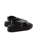 Sandalo zeppa in pelle morbida da donna