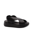 Sandalo zeppa in pelle morbida da donna